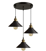 Rys Retro Metal Dekoratif 3 lü Dekoratif Rustik Sarkıt  Avize Çap:30 cm (Siyah)