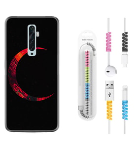 Oppo Reno 2Z 4 Lite 4 Pro 5 6 7 A31 Kılıf Kablo Koruma Spiral Silikon Red Moons 1747
