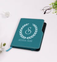 BK Gift Kişiye Özel Çelenk Baş Harfli İsimli Turkuaz Termo Deri Defter-2