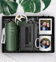 Kişiye Özel Çelik 500 ML Dereceli Termos & Kişiye Özel Defter & Deri Kılıflı Touch Pen Kalem & Kişiye Özel Fotoğraflı Kupa & Kişiye Özel Fotoğraf Çerçevesi Hediye Seti