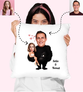 Karikatürlü Kong Gorilli Kişiye Özel Yastık