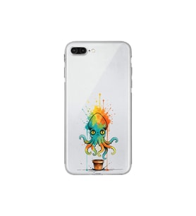 iPhone 7 Plus ile uyumlu Splash ahtapot tasarımlı şeffaf silikon kılıf