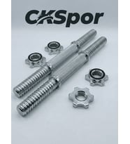 2 Adet 35 CM Krom Dumbbell Barı Seti - Yıldız Vidalı Çelik Ağırlık Barı (20 mm Çap) - Çiftli Profesy