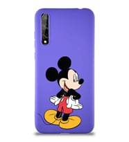 Huawei P Smart S Soft Premier Kapak Mickey Mouse-D Tasarımlı Silikon Kılıf - Mor (Şeffaf)
