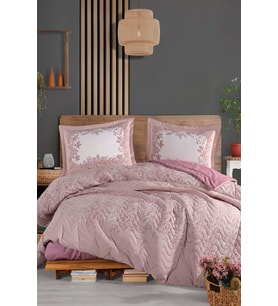 Clasy Ranforce %100 Pamuk Çift Kişilik Dört Mevsim Set Serel Pembe