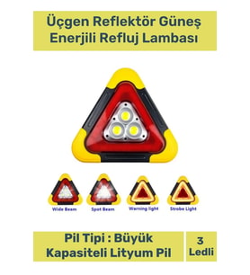 Premium Su Geçirmez 3 Ledli Solar Üçgen Reflektör Güneş Enerjili Refluj Lambası