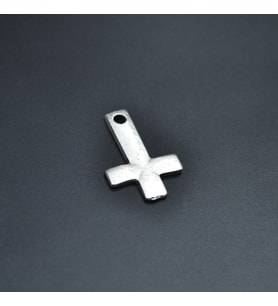 Minimal Ters Haç Kolye Ucu - Antik Gümüş Kaplama - Kod:83