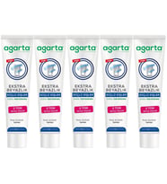 Agarta Doğal Tam koruma Diş Macunu 75 ML Ekstra Beyazlık Güçlü Dişler (Leke Önleyici) (5 Li Set)