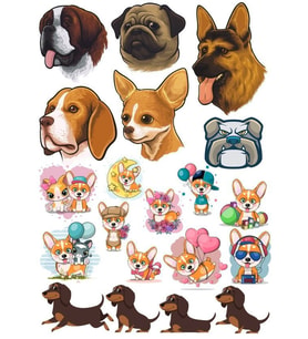 Köpek Sticker Set-13 13 Parça Telefon, Tablet, Defter, Laptop Sticker