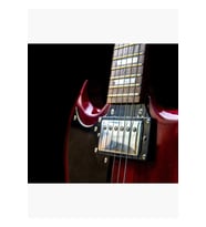 Gitar Kırmızı Tablo Ahşap Poster Dekoratif