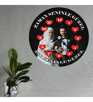 Zaman Seninle Güzel Fotoğraflı Duvar Saati