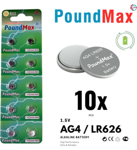 Lexroo 10 Adet AG4 376 377 SR626 SR626SW LR66 1.5v Düğme pil, Alkalin saat pili