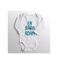 Erkek Bebek Beyaz En Baba Adam Yazısı Baskılı Zıbını