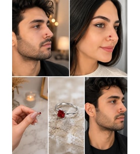 925 Ayar Gümüş Minimal Burun Hızması Piercing Zirkon Taşlı Unisex Halka Nose Ring Günlük Kullanım Şık Tasarım