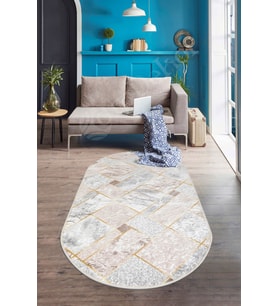 Dijidekor Halı Vizon Cool Yıkanabilir Saçaksız Oval Delüxe Yolluk Kilim Salon Halısı Modelleri