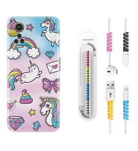General Mobile GM 21 Pro GM 22 Pro Plus Kılıf Kablo Koruma Spiral Silikon Unicorn Mektup 1800