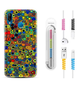Huawei P20 Lite Mate 10 20 Lite Pro P40 Lite KılıfKablo Koruma Spiral Silikon Nazar Boncukları 1746