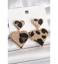 Pirinç Gold Renk Sallantı Leopar Kalp Model Kadın Küpe TJ-BKP10337