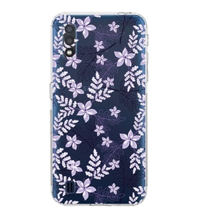 Samsung Galaxy A01  Kamera Korumalı Kapak Floral Lila Tasarımlı  Şeffaf Kılıf