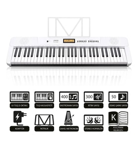 Jwin JTK-3600 61 Tuş Hassasiyetli 5 Oktav Org - Beyaz