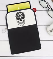 BK Gift Kurukafa Tasarımlı Taşınabilir Koruyucu Tablet Kılıfı & Organizer Çanta - Siyah-2