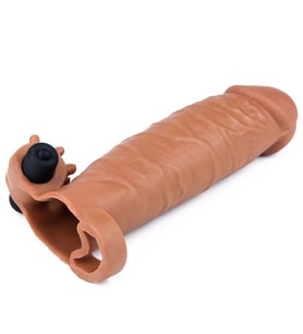 Gerçek Damar Görünümlü 5 Cm Uzatmalı Klitoris Uyarıcılı Titreşimli Penis Kılıfı