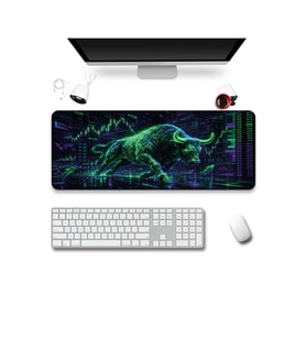 SonicTouch Klavye Mousepad 40x90cm Dikişsiz Pürüzsüz Sıvı Geçirmez Kaymaz Taban Neon Bull Market