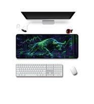 SonicTouch Klavye Mousepad 40x90cm Dikişsiz Pürüzsüz Sıvı Geçirmez Kaymaz Taban Neon Bull Market