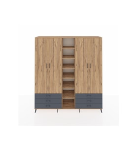Hyperion Dolap 13 Raflı 6 Çekmeceli 2 Askılı 220x44x243 Çam-Çam/Antrasit