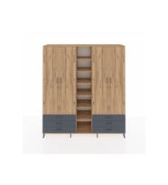 Hyperion Dolap 13 Raflı 6 Çekmeceli 2 Askılı 220x44x243 Çam-Çam/Antrasit