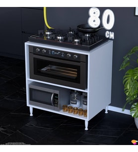 Eliusta Aura 80 cm Set Üstü Ocak Modülü Fırınlık Mikrodalga Dolap Çok Amaçlı Mutfak Kileri 80x87x48 cm Beyaz