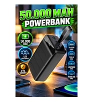 50.000 mAh LED Ekranlı Powerbank – 4 USB Portlu, Type-C, Lightning ve Micro USB Girişli