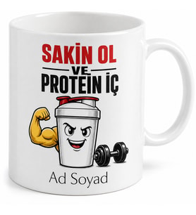 Protein Tozu Temalı Komik Baskılı Kupa Bardak Spor Hediye Fitness Mug