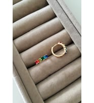 Gold Renkli Baget Taşlı Halka Küpe
