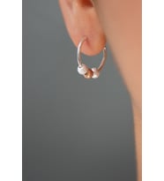 Elika Silver Kadın Dorika Top Detaylı Halka Model 925 Ayar Gümüş Küpe (STD)