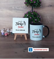 Türkçe Öğretmeni Dekoratif Taş, Kupa Bardak Kırmızı Hediye Öğretmenler Günü Hediyesi (Model 10)
