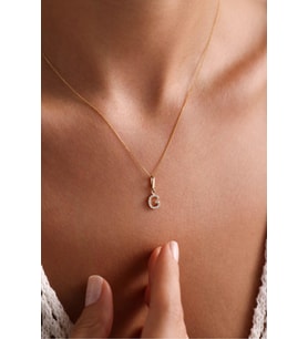 Taşlı Harf Kilitli Charm Kolye Ucu