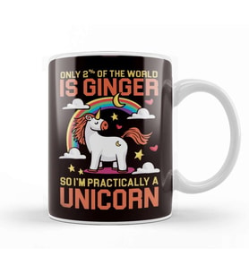 Unicorn Ginger Redhead Red Orange Haired Fantasy Magic Irish Kupa Bardak Porselen