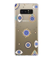 PrintiFy Samsung Galaxy Note 8 ile Uyumlu 1mm Slim Fit Nazar Boncuğu 5 Baskılı Şeffaf  Kılıf