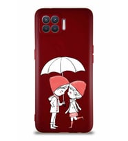 Oppo Reno 4 Lite Soft Premier Kapak Aşk Tasarımlı Silikon Kılıf - Mürdüm (Şeffaf)