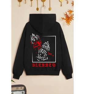 Çocuk Blesseb Baskılı Sweatshirt (Siyah)