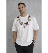pilelistore- Erkek Baskılı T-Shirt Kısa Kol Bisiklet Yaka Regular Fit Rahat Kalıp Günlük Tişört - Be (Beyaz)