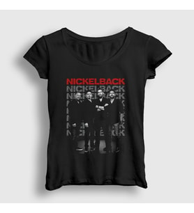 Presmono Kadın Siyah Band Rock Nickelback T-Shirt 536368tt