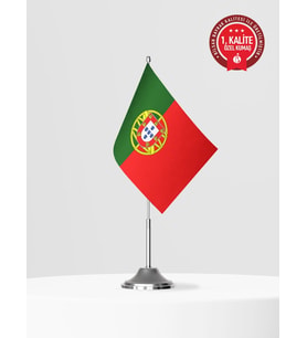 Portekiz Tekli Masa Bayrağı Set - Saten Kumaş 1. Kalite