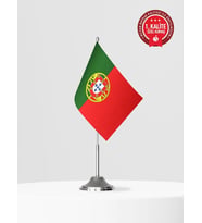 Portekiz Tekli Masa Bayrağı Set - Saten Kumaş 1. Kalite