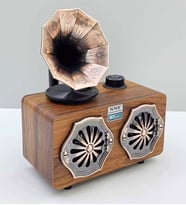 Ultratekno NS-801BT Gerçek Ahşap Nostaljik Radyo Gramofon Görünümlü Bluetooth Hoparlör (Açık Kahverengi)