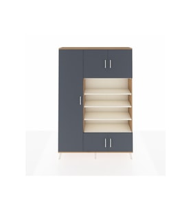 Arges Dolap 10 Raflı 5 Kapaklı 132x30x195 Çam-Antrasit/Aytaşı
