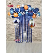 Uzay Konsept Doğum Günü Yaş Balonlu Astroketli Balon Zinciri Seti Uzay Gezegen Doğum Günü PartiSüsü