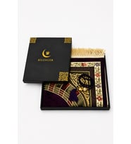 Astarlı Lale Desenli Seccade & Kristal Tesbih Seti