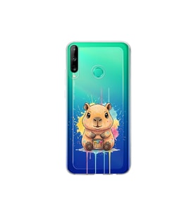 Huawei P40 Lite E ile Uyumlu Splash Kapibara Tasarımlı Şeffaf Silikon Kılıf
